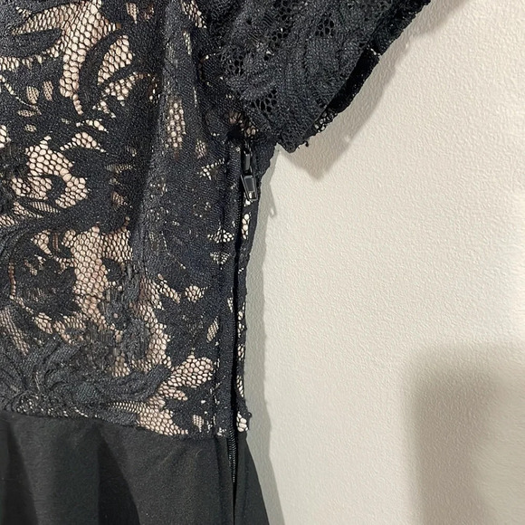 City Studio Off The Shoulder Black Lace Top High Low Fit and Flare Dress 7 - Picture 5 of 16